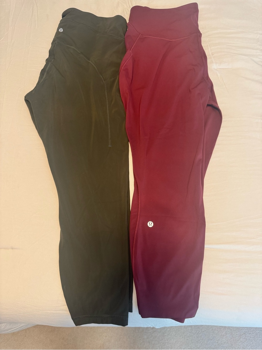 Lululemon Womens Leggings Set in Olive Green & Burgundy